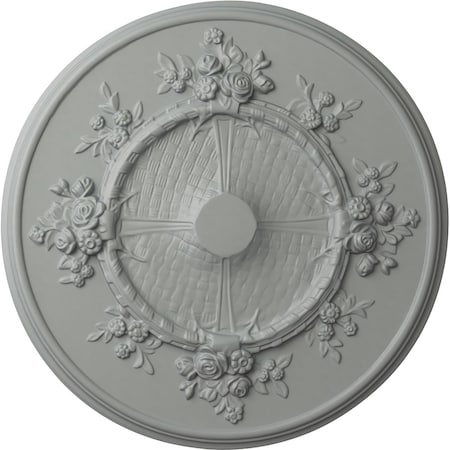 Ekena Millwork Flower Ceiling Medallion (Fits Canopies up to 3 7/8"), 27"OD x 1 1/8"P, Primed White CM27FL